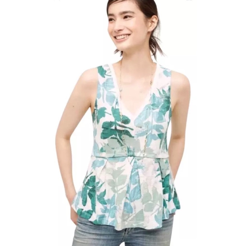 Anthro Deletta Amalia Peplum Tank Botanical